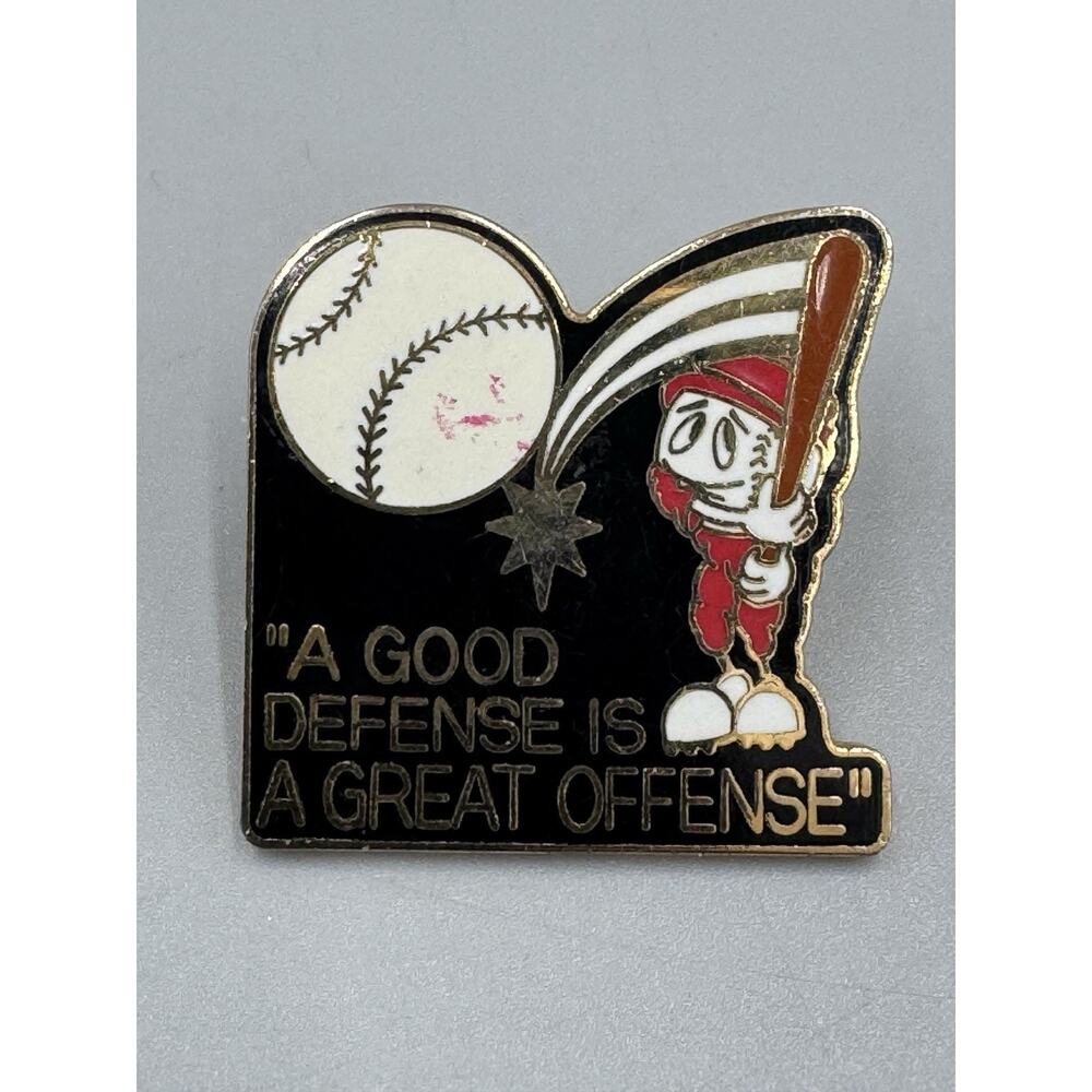 Vintage Baseball A Good Defense Is A Great Offense Lapel Pin